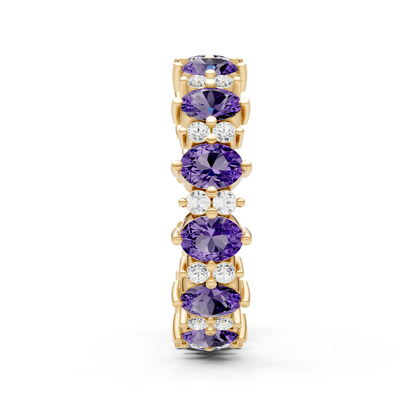 Oval & Round Gemstones Full Eternity Band