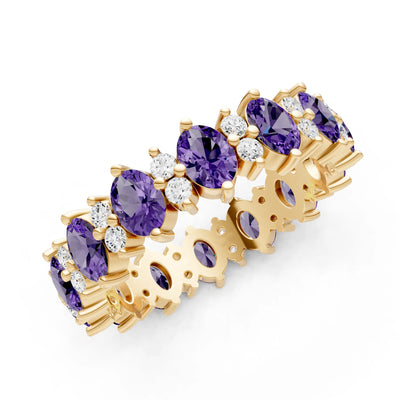 Oval & Round Gemstones Full Eternity Band