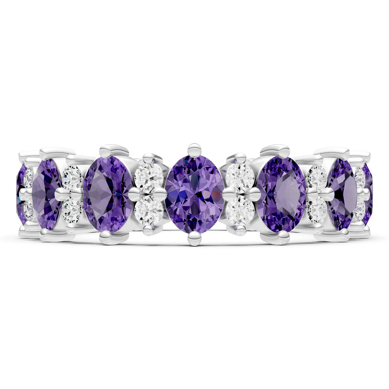 Oval & Round Gemstones Full Eternity Band