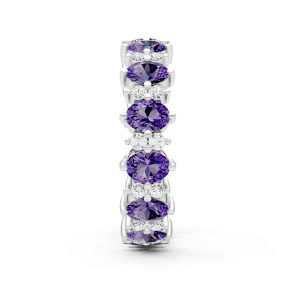 Oval & Round Gemstones Full Eternity Band