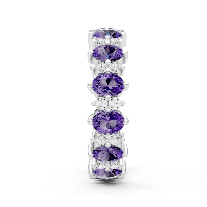 Oval & Round Gemstones Full Eternity Band