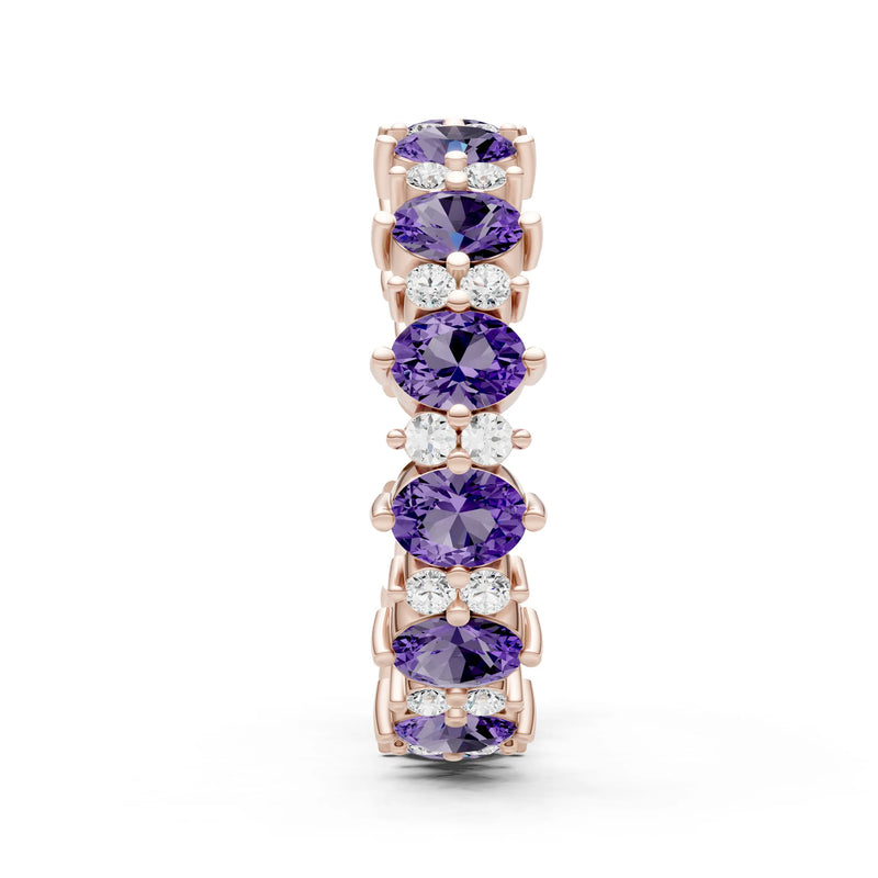 Oval & Round Gemstones Full Eternity Band