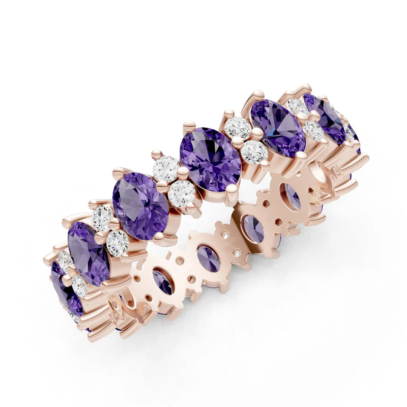 Oval & Round Gemstones Full Eternity Band