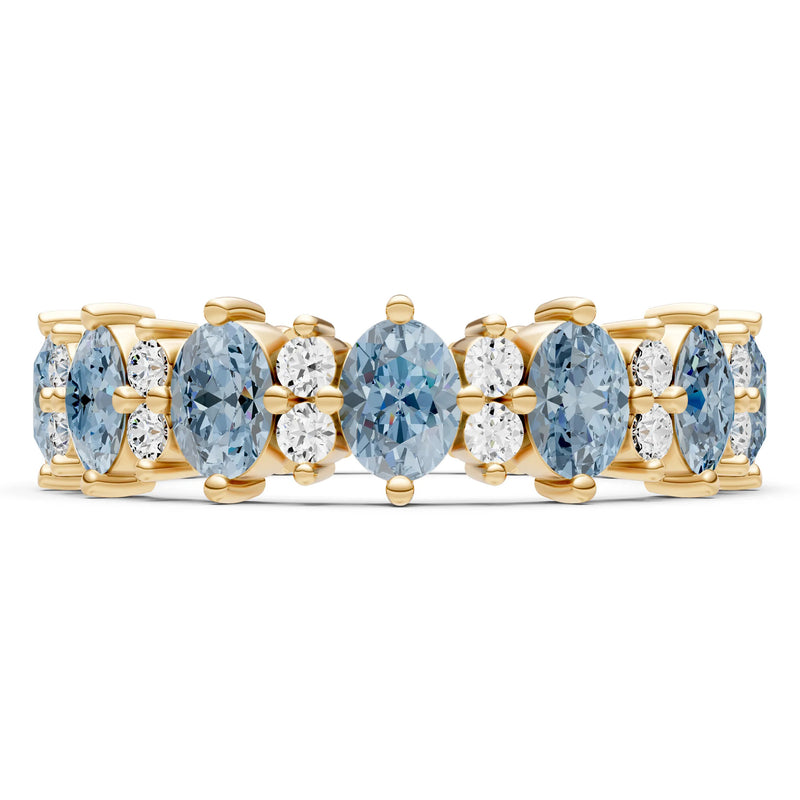 Aquamarine Oval & Round Gemstone Full Eternity Band