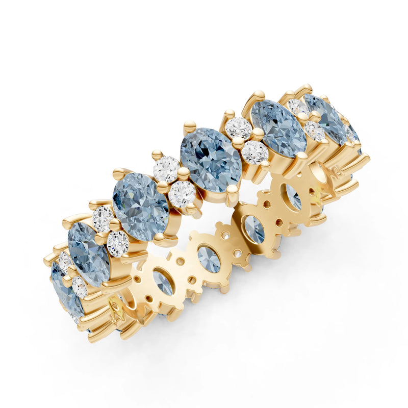 Oval & Round Gemstones Full Eternity Band