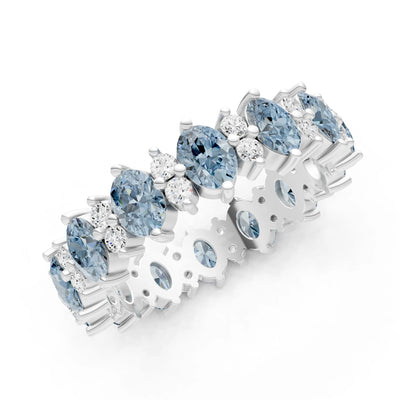 Oval & Round Gemstones Full Eternity Band
