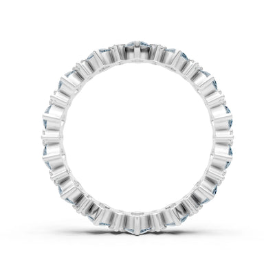 Aquamarine Oval & Round Gemstone Full Eternity Band