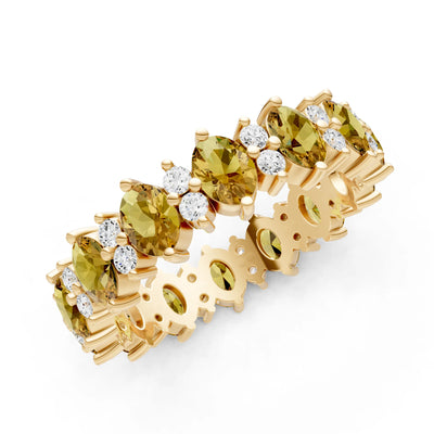 Oval & Round Gemstones Full Eternity Band