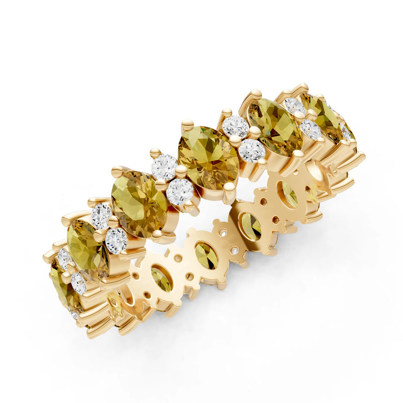 Oval & Round Gemstones Full Eternity Band