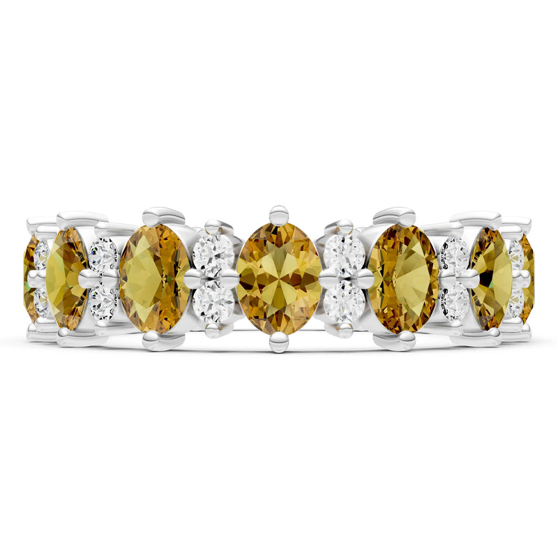 Oval & Round Gemstones Full Eternity Band