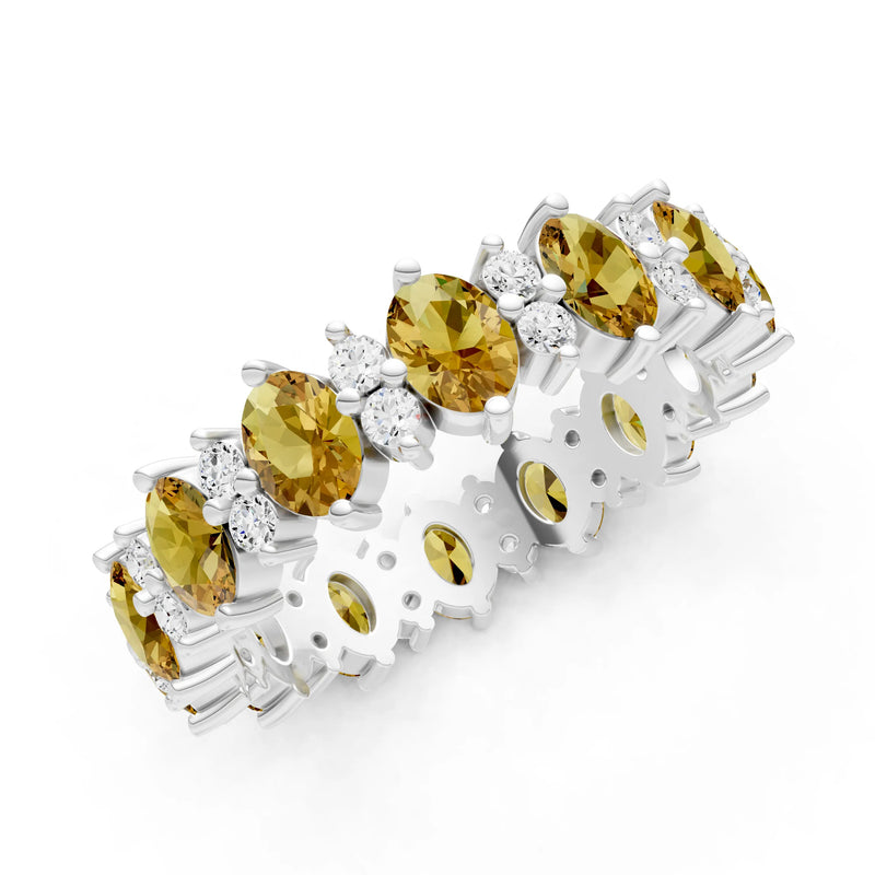 Oval & Round Gemstones Full Eternity Band