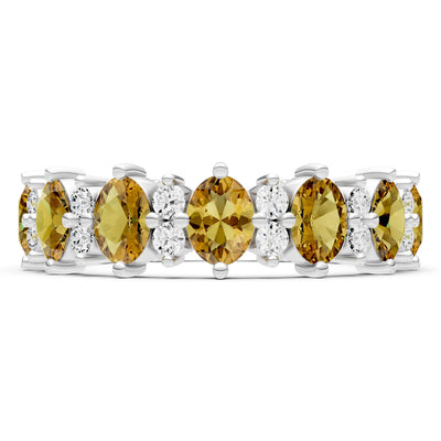 Citrine Oval & Round Gemstone Full Eternity Band