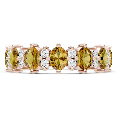 Oval & Round Gemstones Full Eternity Band
