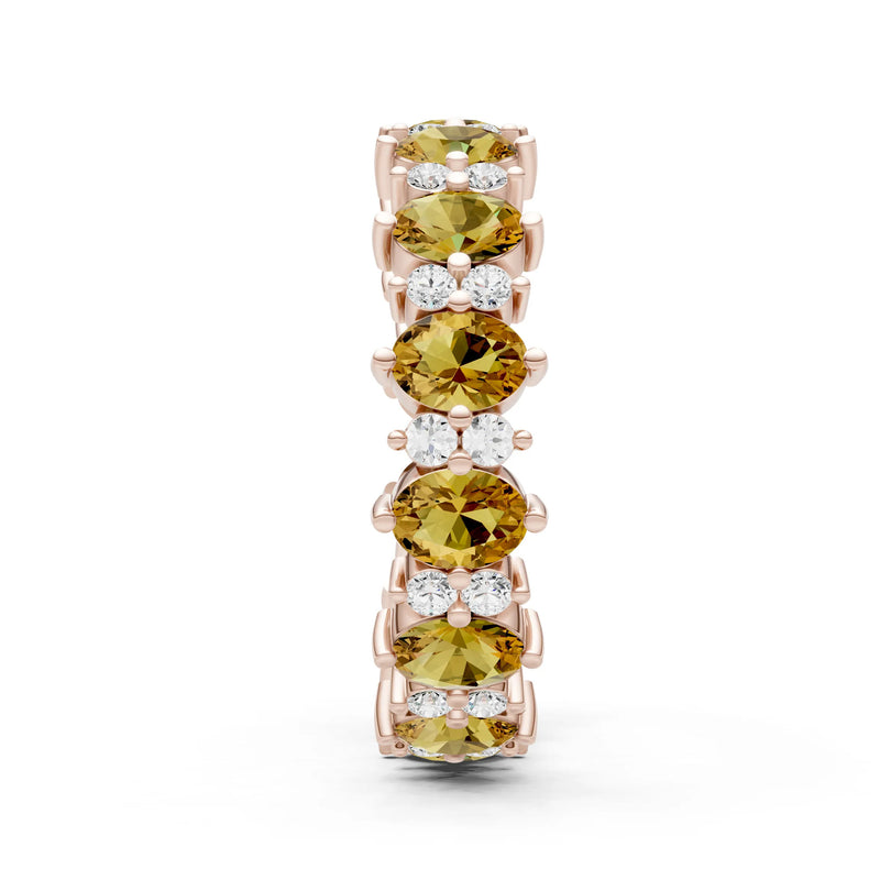 Oval & Round Gemstones Full Eternity Band