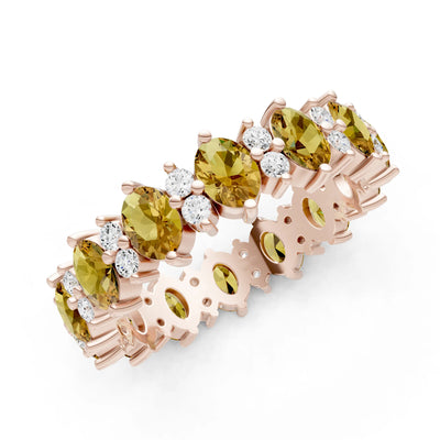 Oval & Round Gemstones Full Eternity Band