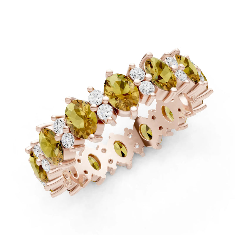 Oval & Round Gemstones Full Eternity Band