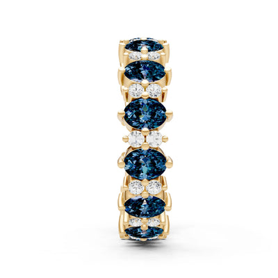 Oval & Round Gemstones Full Eternity Band