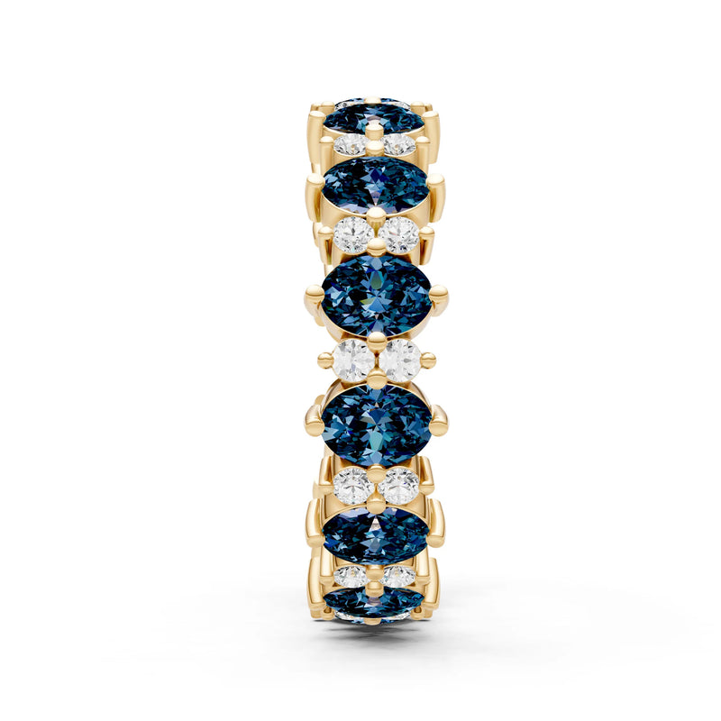 Oval & Round Gemstones Full Eternity Band