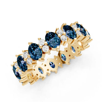 Oval & Round Gemstones Full Eternity Band