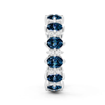 Oval & Round Gemstones Full Eternity Band