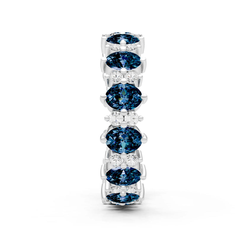 Oval & Round Gemstones Full Eternity Band