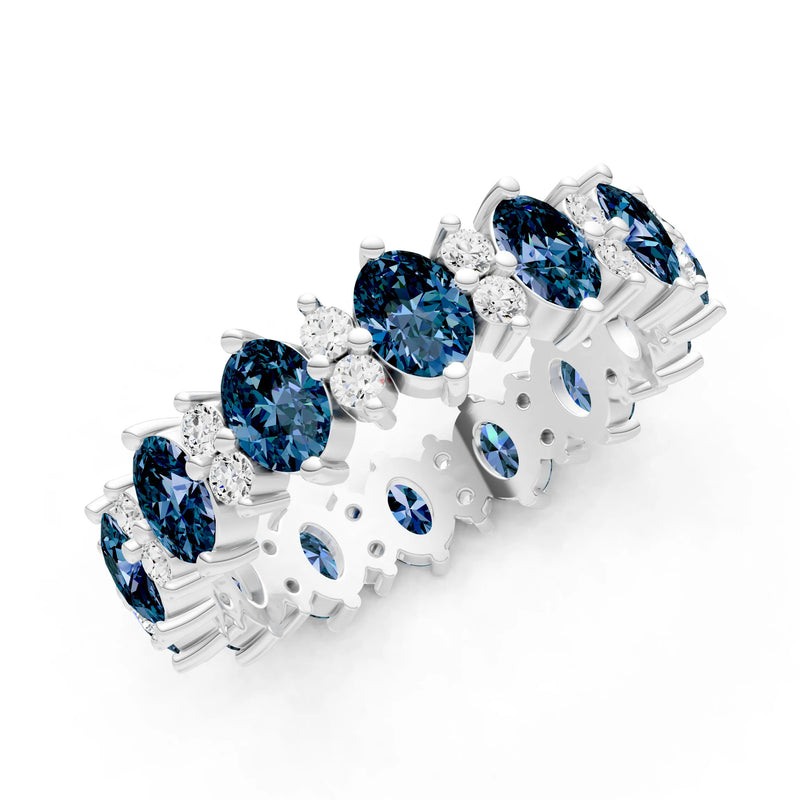 Oval & Round Gemstones Full Eternity Band