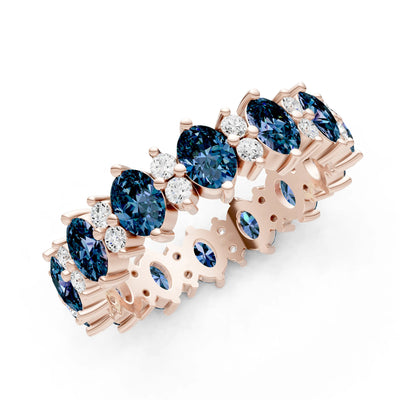 Oval & Round Gemstones Full Eternity Band