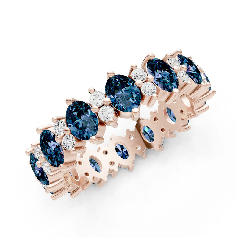 Oval & Round Gemstones Full Eternity Band