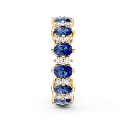 Oval & Round Gemstones Full Eternity Band
