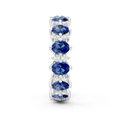 Oval & Round Gemstones Full Eternity Band