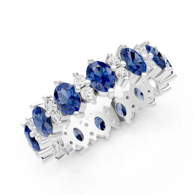 Oval & Round Gemstones Full Eternity Band