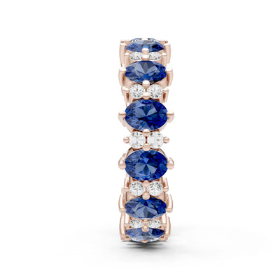 Oval & Round Gemstones Full Eternity Band