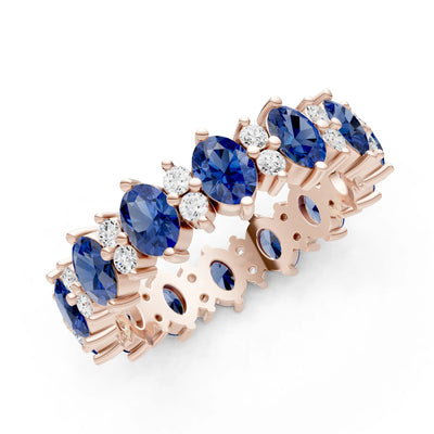 Oval & Round Gemstones Full Eternity Band