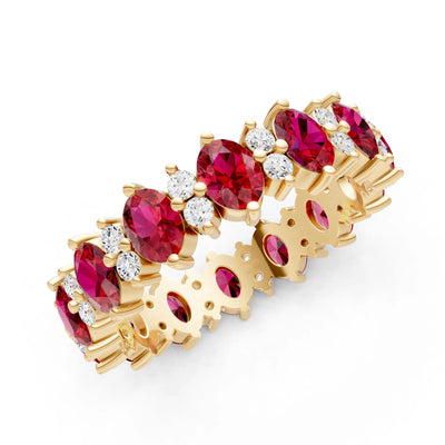 Oval & Round Gemstones Full Eternity Band