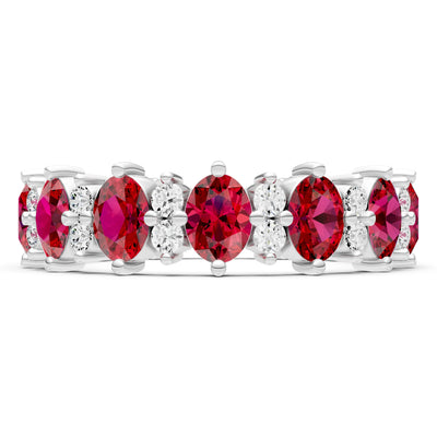 Oval & Round Gemstones Full Eternity Band