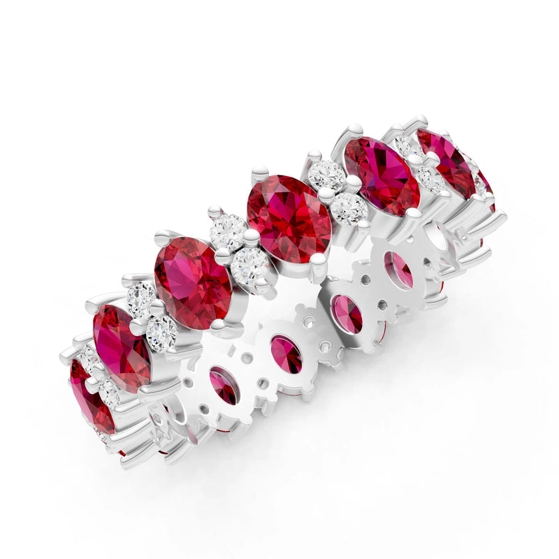 Oval & Round Gemstones Full Eternity Band