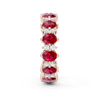 Oval & Round Gemstones Full Eternity Band