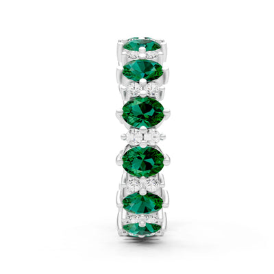 Oval & Round Gemstones Full Eternity Band