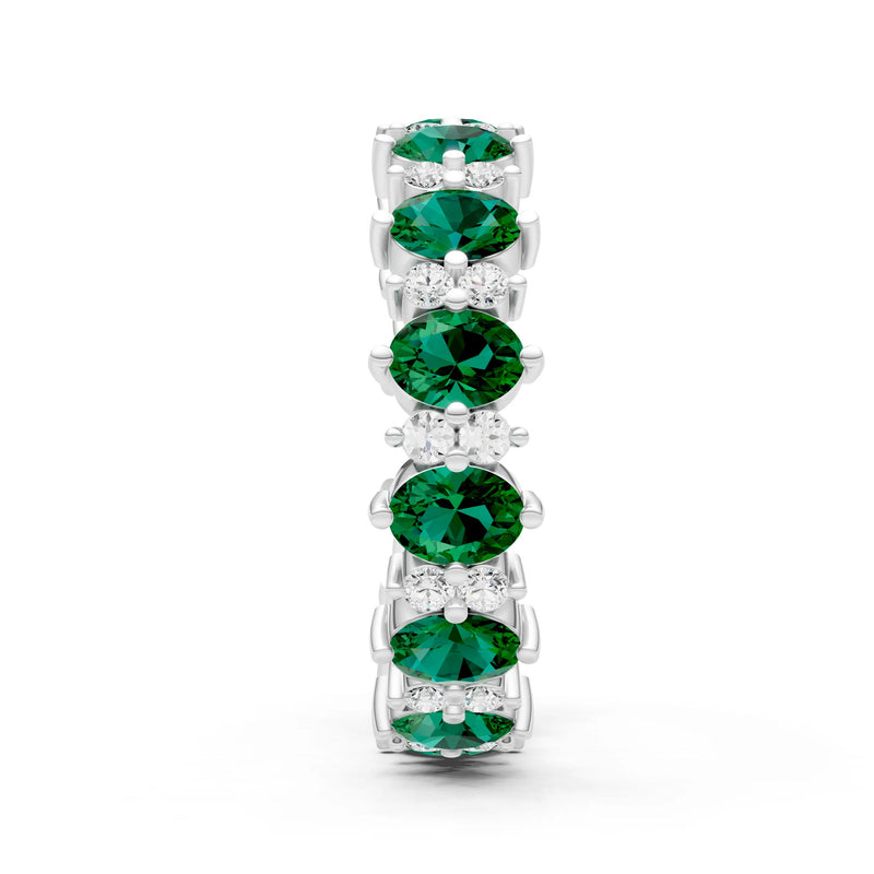 Oval & Round Gemstones Full Eternity Band