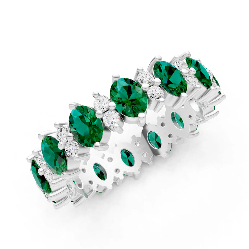 Oval & Round Gemstones Full Eternity Band