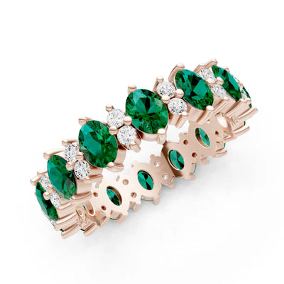 Oval & Round Gemstones Full Eternity Band
