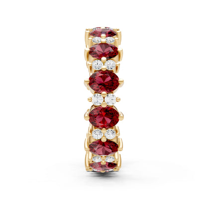 Garnet Oval & Round Gemstone Full Eternity Band
