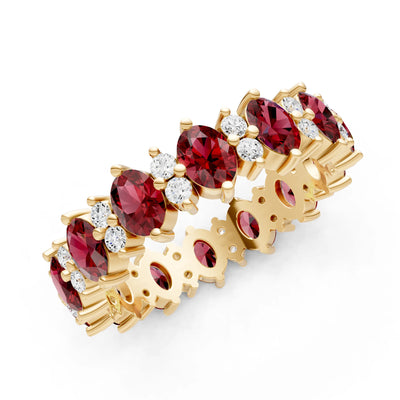 Oval & Round Gemstones Full Eternity Band