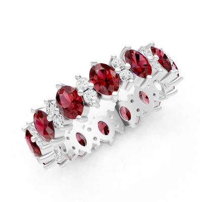 Oval & Round Gemstones Full Eternity Band