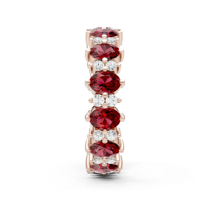 Oval & Round Gemstones Full Eternity Band