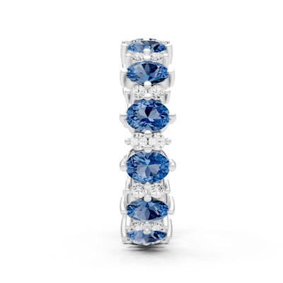 Oval & Round Gemstones Full Eternity Band
