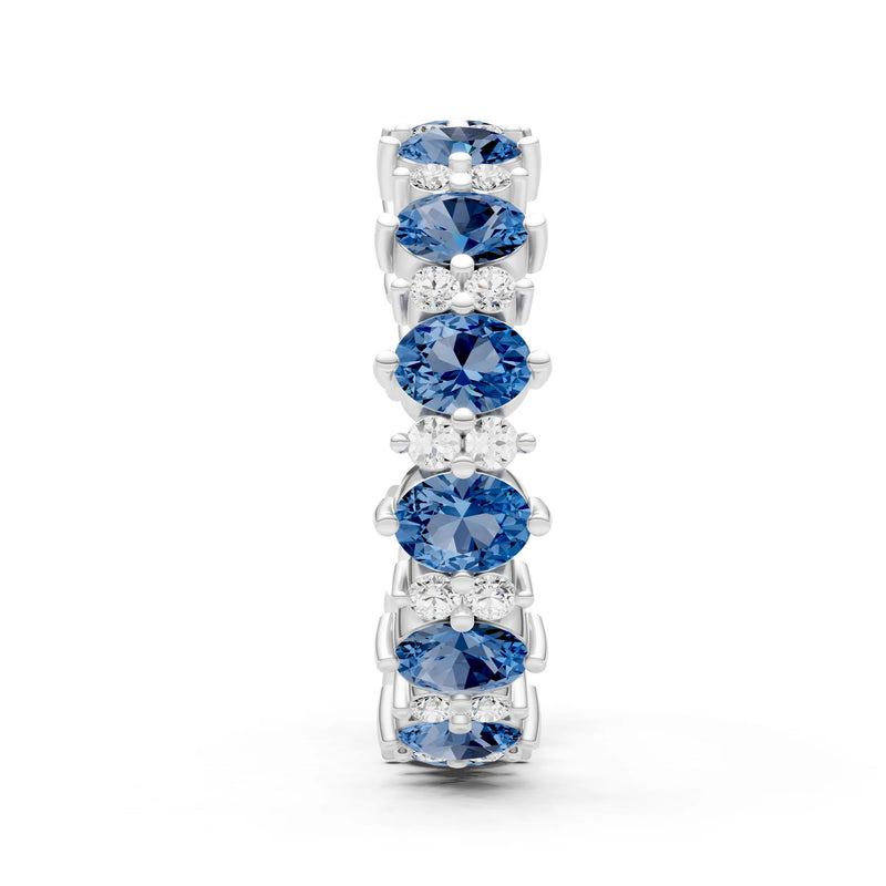 Oval & Round Gemstones Full Eternity Band