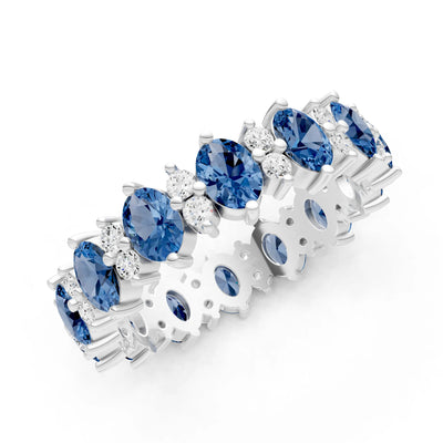Oval & Round Gemstones Full Eternity Band