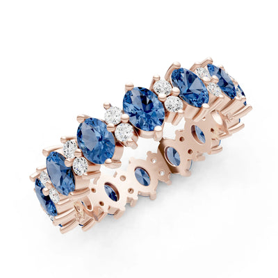 Oval & Round Gemstones Full Eternity Band