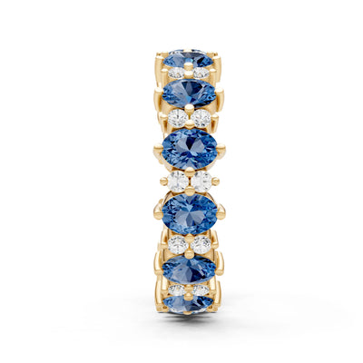 Oval & Round Gemstones Full Eternity Band
